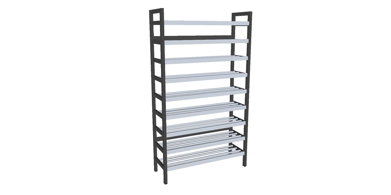 Schoenenrek met negen planken