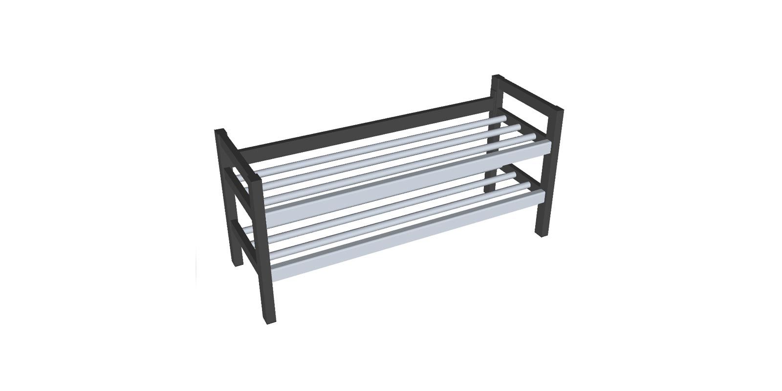 Schoenenrek met twee planken