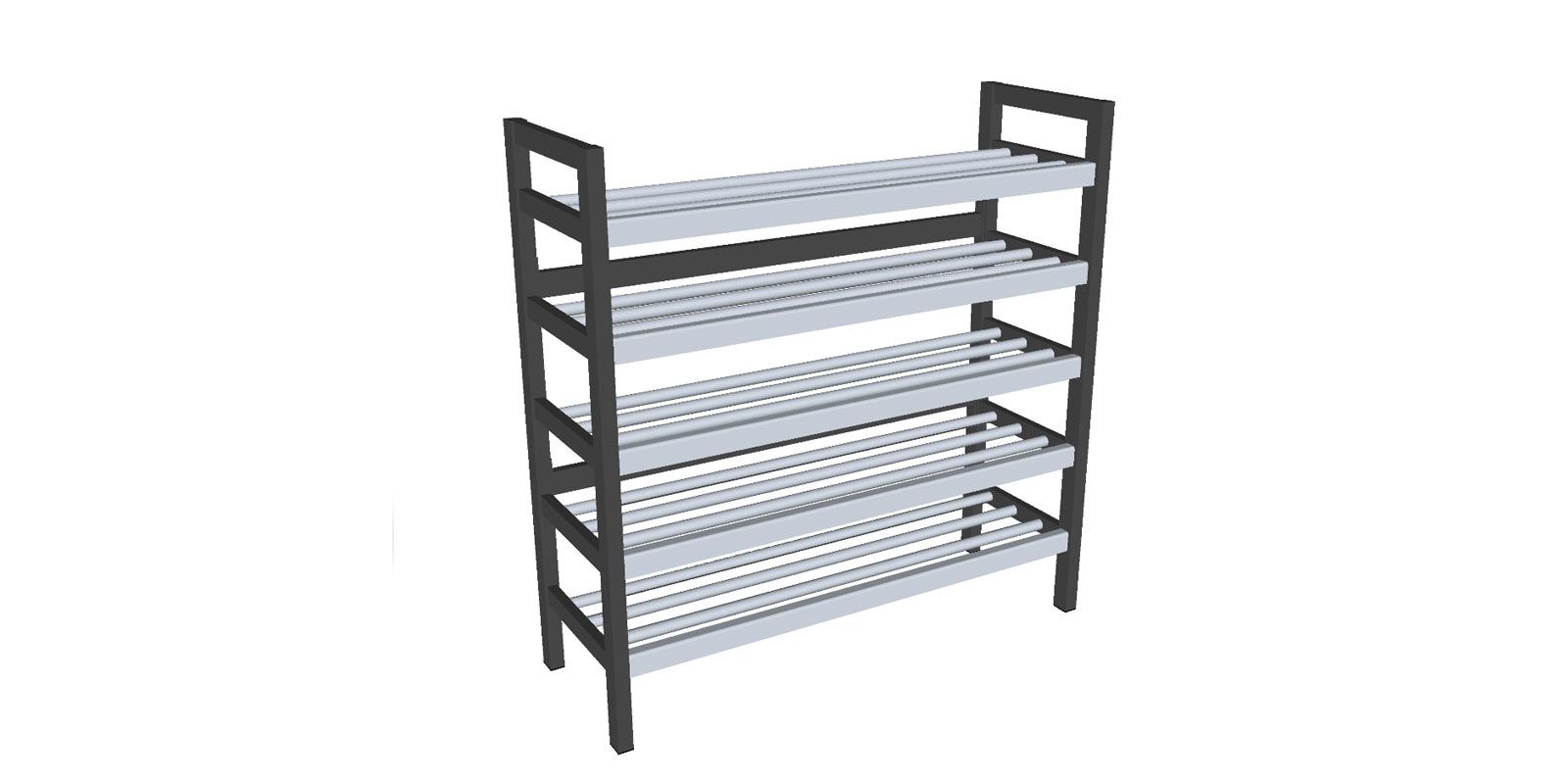 Schoenenrek met vijf planken