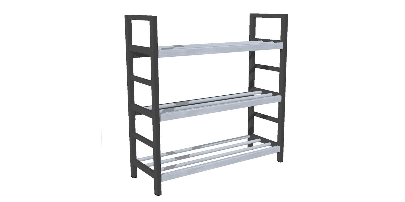 Tassenrek met drie planken